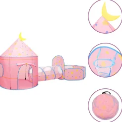 vidaXL Tente de jeu pour enfants avec 250 balles Rose 301x120x128 cm