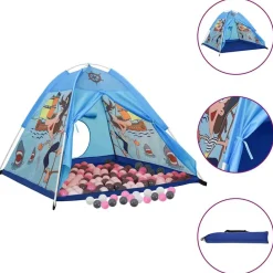 Jeux De Plein Air-vidaXL Tente de jeu pour enfants avec 250 balles Bleu 120x120x90 cm Multicolore 2