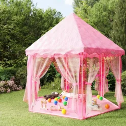 vidaXL Tente de jeu princesse avec 250 balles Rose 133x140 cm