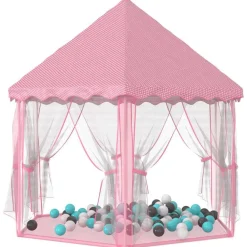 vidaXL Tente de jeu princesse avec 250 balles Rose 133x140 cm