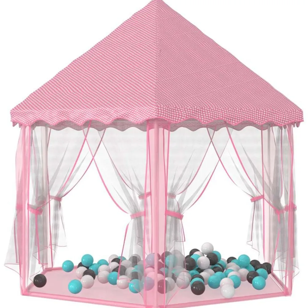 vidaXL Tente de jeu princesse avec 250 balles Rose 133x140 cm
