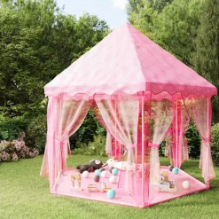 vidaXL Tente de jeu princesse avec 250 balles Rose 133x140 cm