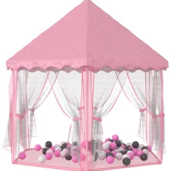 vidaXL Tente de jeu princesse avec 250 balles Rose 133x140 cm