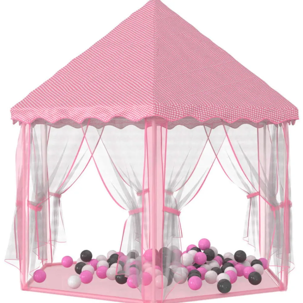 vidaXL Tente de jeu princesse avec 250 balles Rose 133x140 cm