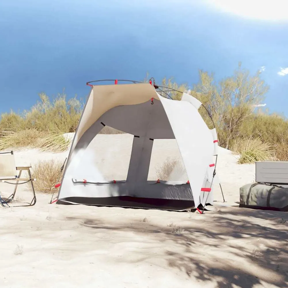 Loisirs De Plein Air-vidaXL Tente de plage 2 personnes libération rapide imperméable Gris