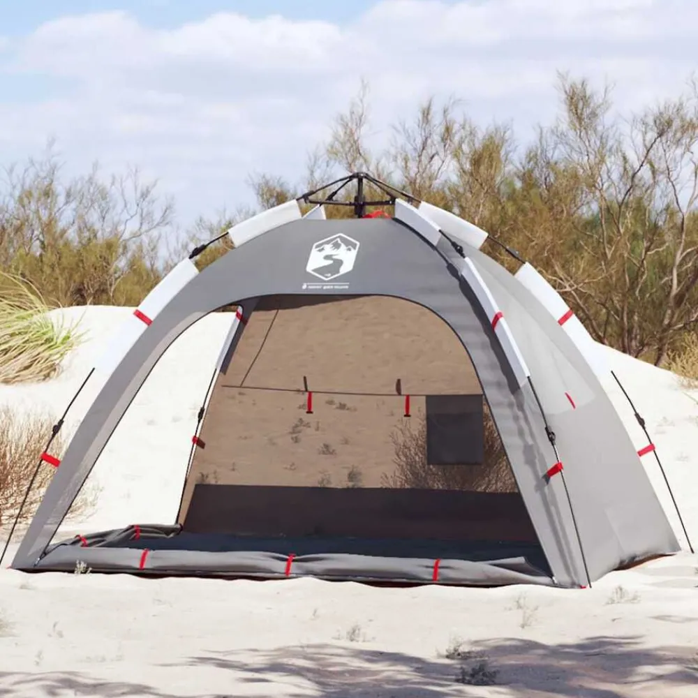 Loisirs De Plein Air-vidaXL Tente de plage 2 personnes libération rapide imperméable Gris