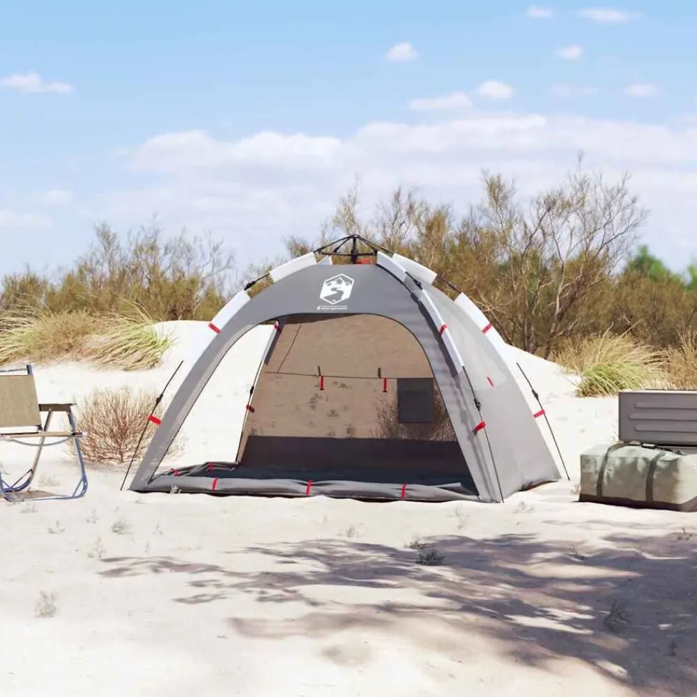 Loisirs De Plein Air-vidaXL Tente de plage 2 personnes libération rapide imperméable Gris