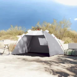 Loisirs De Plein Air-vidaXL Tente de plage 2 personnes libération rapide imperméable Gris
