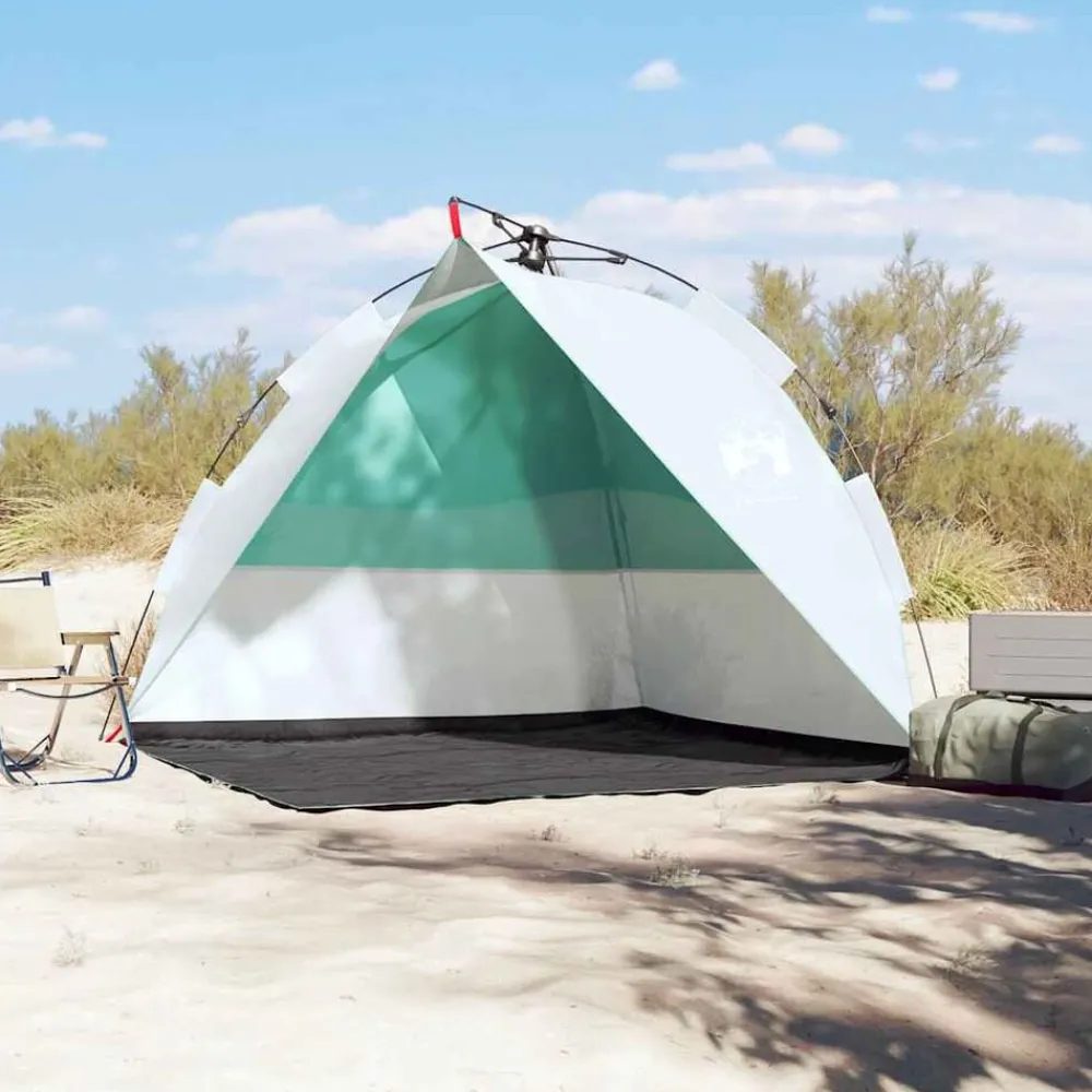Loisirs De Plein Air-vidaXL Tente de plage vert d'eau libération rapide imperméable vert mer