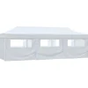 Pelouses & Jardins-vidaXL Tente de réception escamotable avec 8 parois 3 x 9 m Blanc