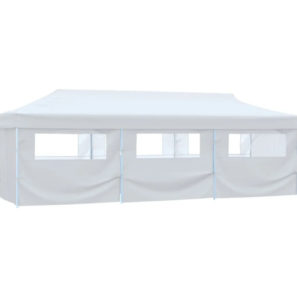 Pelouses & Jardins-vidaXL Tente de réception escamotable avec 8 parois 3 x 9 m Blanc