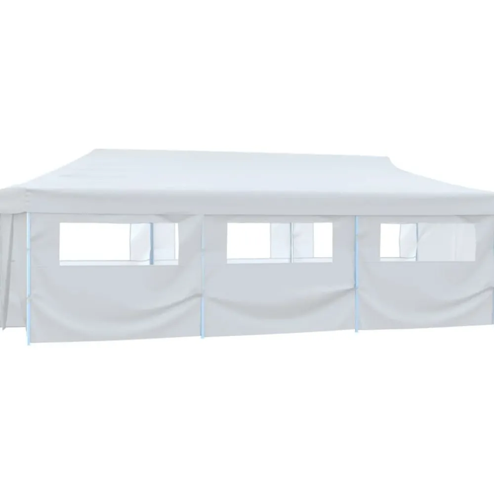 Pelouses & Jardins-vidaXL Tente de réception escamotable avec 8 parois 3 x 9 m Blanc