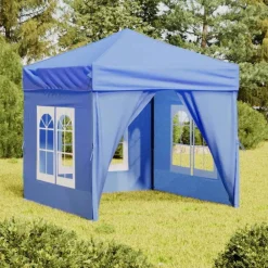 Pelouses & Jardins-vidaXL Tente de réception pliable avec parois 2x2 m Bleu