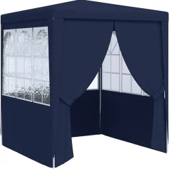 Pelouses & Jardins-vidaXL Tente de réception avec parois latérales 2x2 m 90 g/m² Bleu