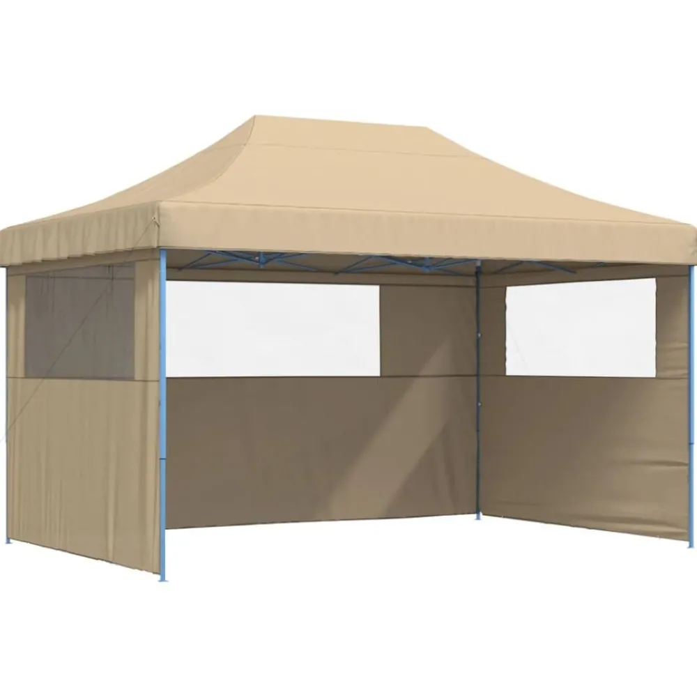 Pelouses & Jardins-vidaXL Tente de réception pliable escamotable avec 3 parois latérales Beige