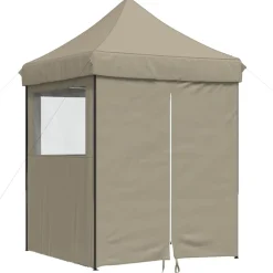 Pelouses & Jardins-vidaXL Tente de réception pliable escamotable 4 parois latérales Taupe