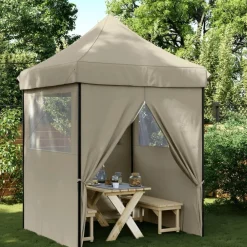 Pelouses & Jardins-vidaXL Tente de réception pliable escamotable 4 parois latérales Taupe