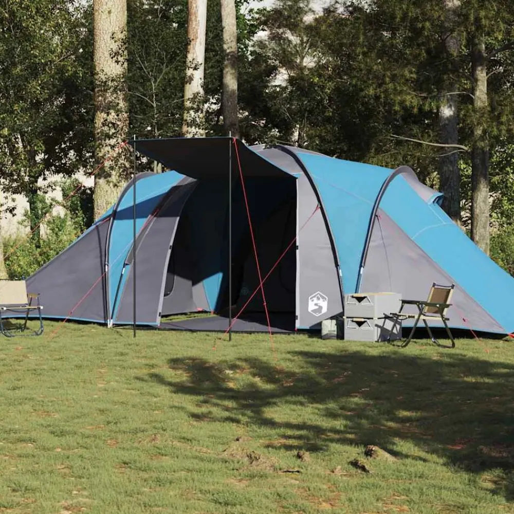 Loisirs De Plein Air-vidaXL Tente familiale à dôme 6 personnes imperméable Bleu