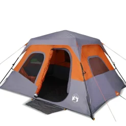 Loisirs De Plein Air-vidaXL Tente familiale 6 personnes libération rapide imperméable Gris et orange