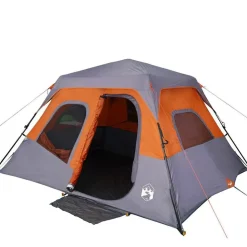 Loisirs De Plein Air-vidaXL Tente familiale 6 personnes libération rapide imperméable Gris et orange