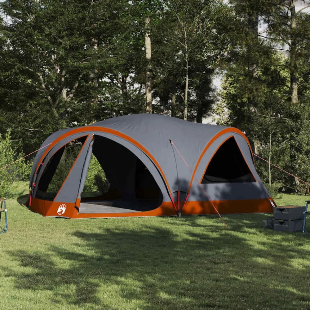 Loisirs De Plein Air-vidaXL Tente familiale 10 personnes 460 x 430 x 214 cm Gris et orange
