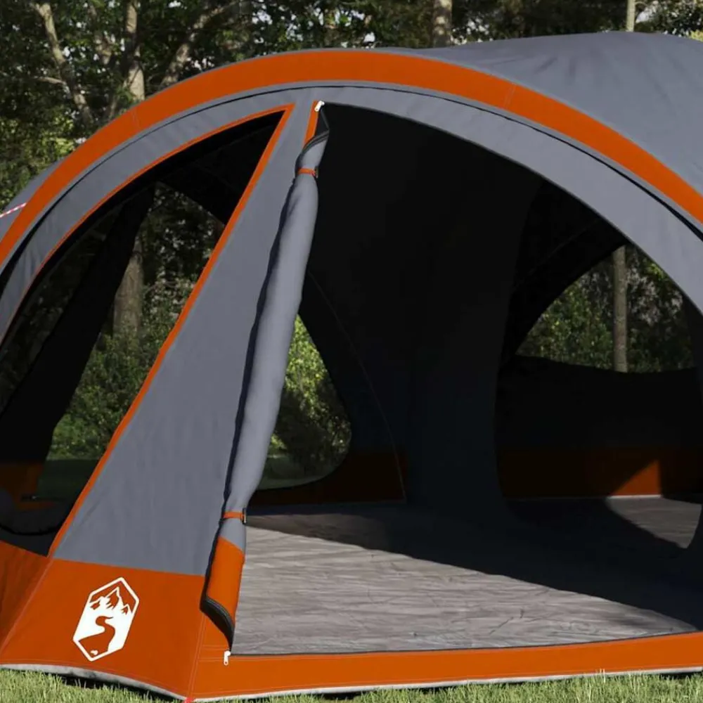 Loisirs De Plein Air-vidaXL Tente familiale 10 personnes 460 x 430 x 214 cm Gris et orange