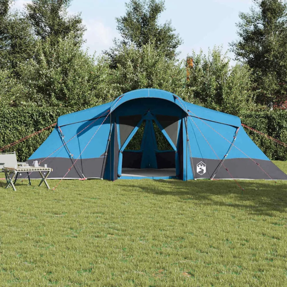 Loisirs De Plein Air-vidaXL Tente familiale avec toit et gris 721 x 335 x 212 cm Bleu