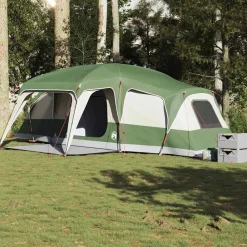 Loisirs De Plein Air-vidaXL Tente familiale avec dôme porche 9 personnes imperméable Vert