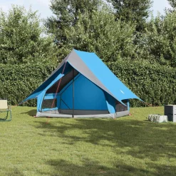 Loisirs De Plein Air-vidaXL Tente familiale avec toit et gris 315 x 286 x 200 cm Bleu