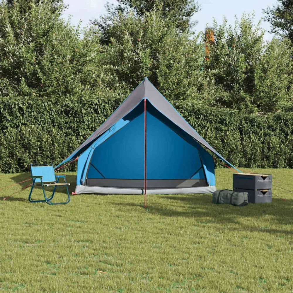 Loisirs De Plein Air-vidaXL Tente familiale avec toit et gris 315 x 286 x 200 cm Bleu