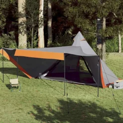 Loisirs De Plein Air-vidaXL Tente familiale tipi 8 personnes imperméable Gris et orange