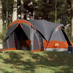 Loisirs De Plein Air-vidaXL Tente familiale tipi 8 personnes imperméable Gris et orange
