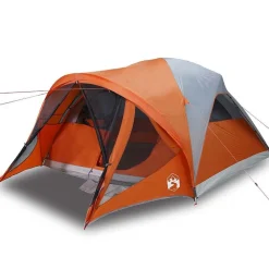 Loisirs De Plein Air-vidaXL Tente familiale tunnel 6 personnes imperméable Gris et orange