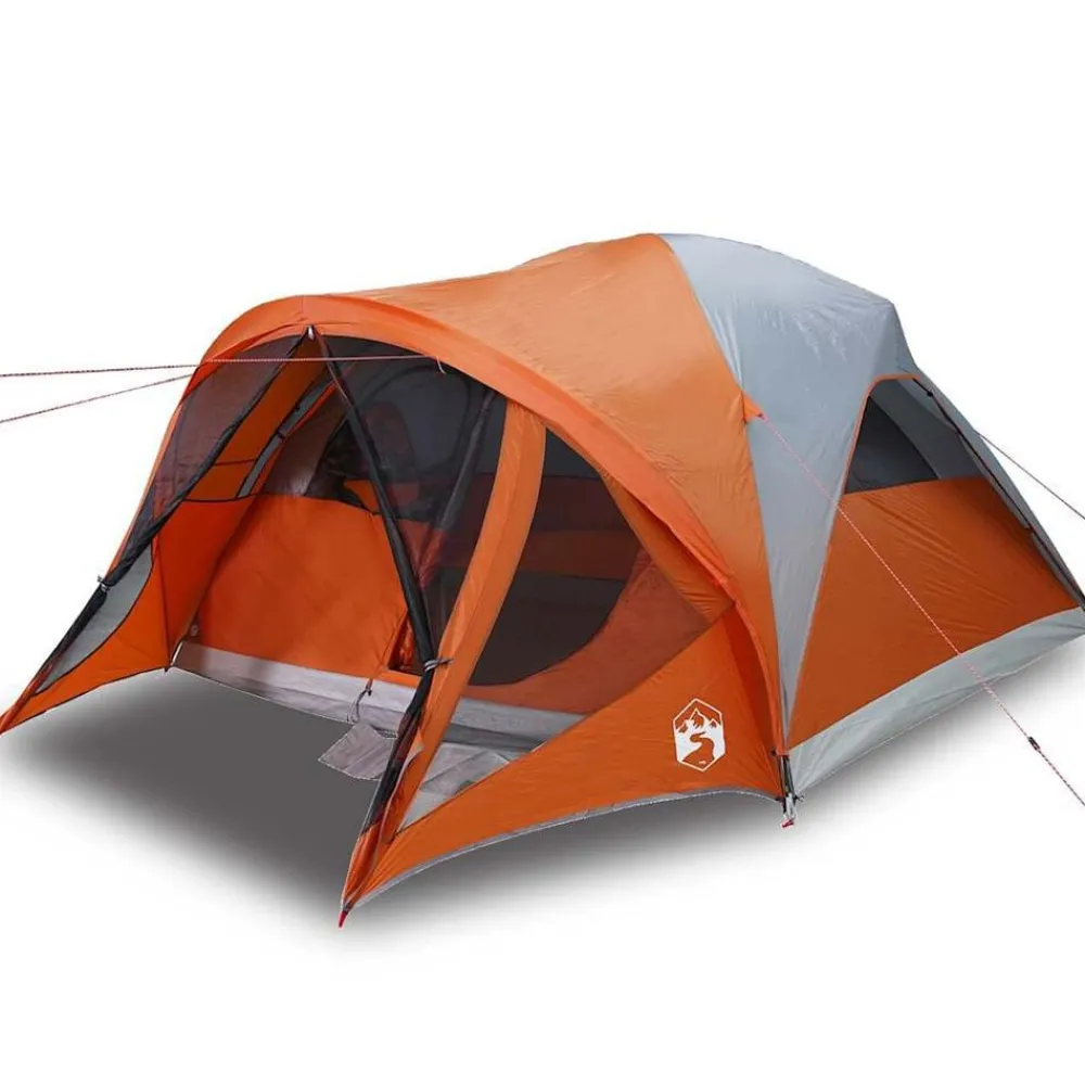 Loisirs De Plein Air-vidaXL Tente familiale tunnel 6 personnes imperméable Gris et orange