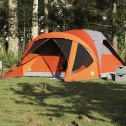 Loisirs De Plein Air-vidaXL Tente familiale tunnel 6 personnes imperméable Gris et orange