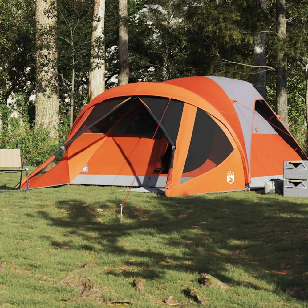 Loisirs De Plein Air-vidaXL Tente familiale tunnel 6 personnes imperméable Gris et orange