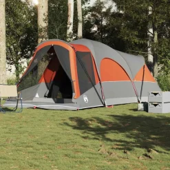 Loisirs De Plein Air-vidaXL Tente familiale tunnel 8 personnes imperméable Gris et orange