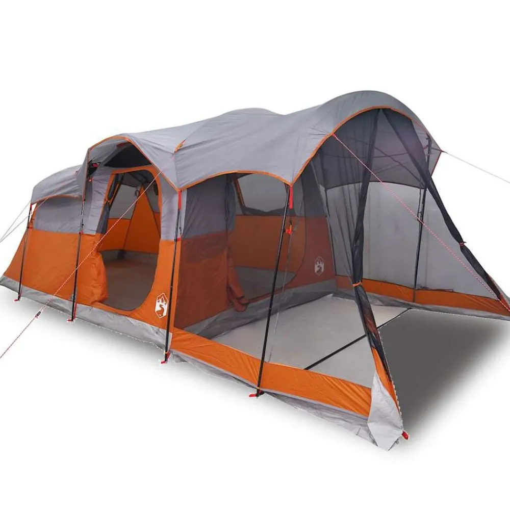 Loisirs De Plein Air-vidaXL Tente familiale tunnel 8 personnes et orange imperméable Gris