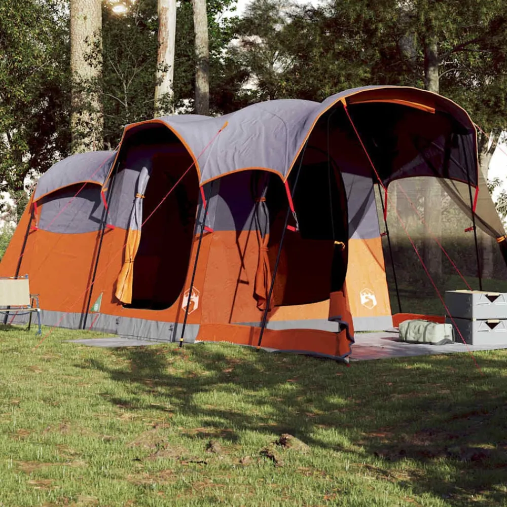 Loisirs De Plein Air-vidaXL Tente familiale tunnel 8 personnes et orange imperméable Gris