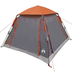 Loisirs De Plein Air-vidaXL Tente Instantanée avec Housse de Pluie pour 3 Personnes à Libération Rapide Gris et orange