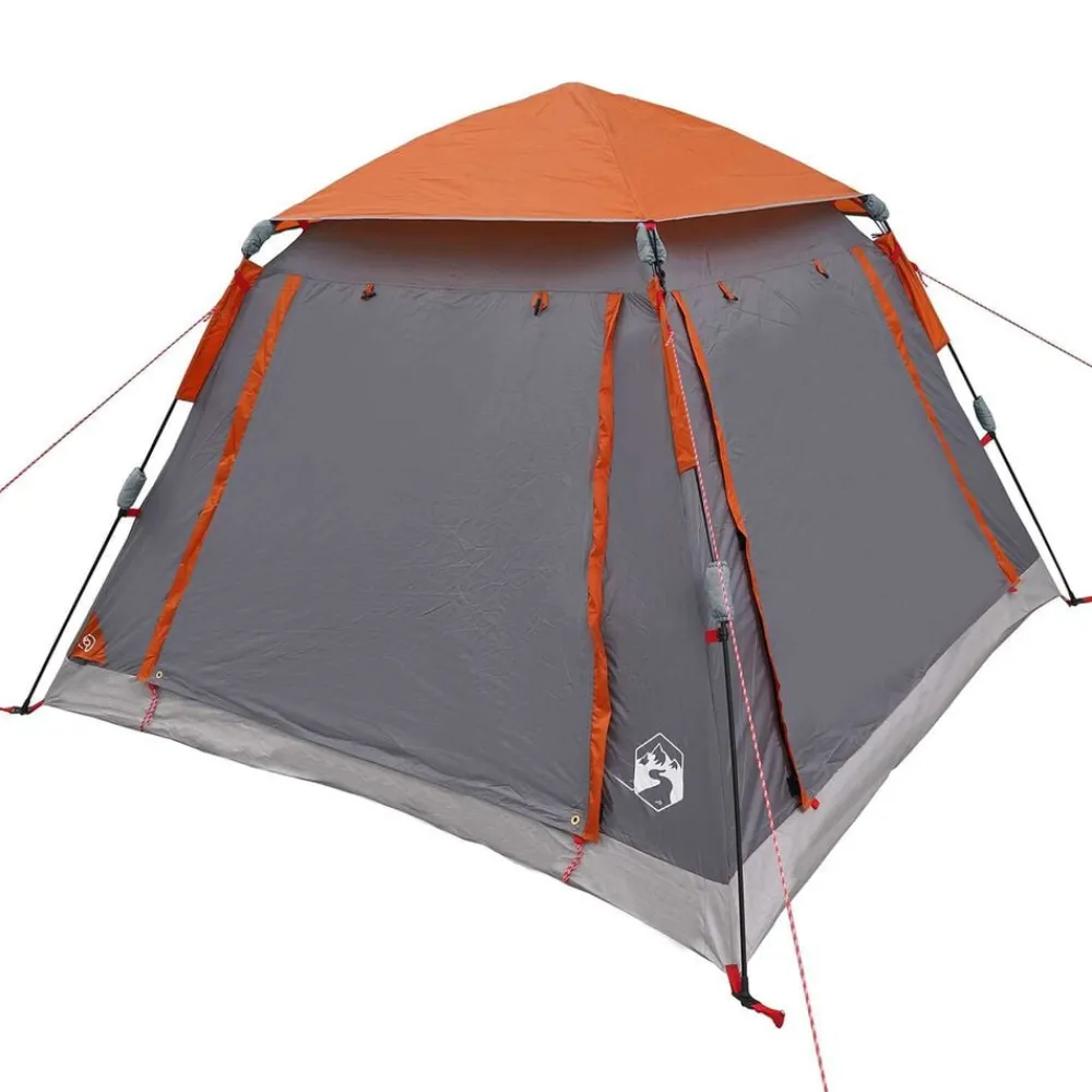 Loisirs De Plein Air-vidaXL Tente Instantanée avec Housse de Pluie pour 3 Personnes à Libération Rapide Gris et orange