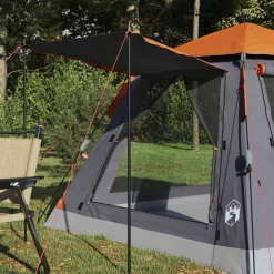 Loisirs De Plein Air-vidaXL Tente Instantanée avec Housse de Pluie pour 3 Personnes à Libération Rapide Gris et orange