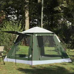 Loisirs De Plein Air-vidaXL Tente Instantanée avec Housse de Pluie pour 3 Personnes à Libération Rapide Vert