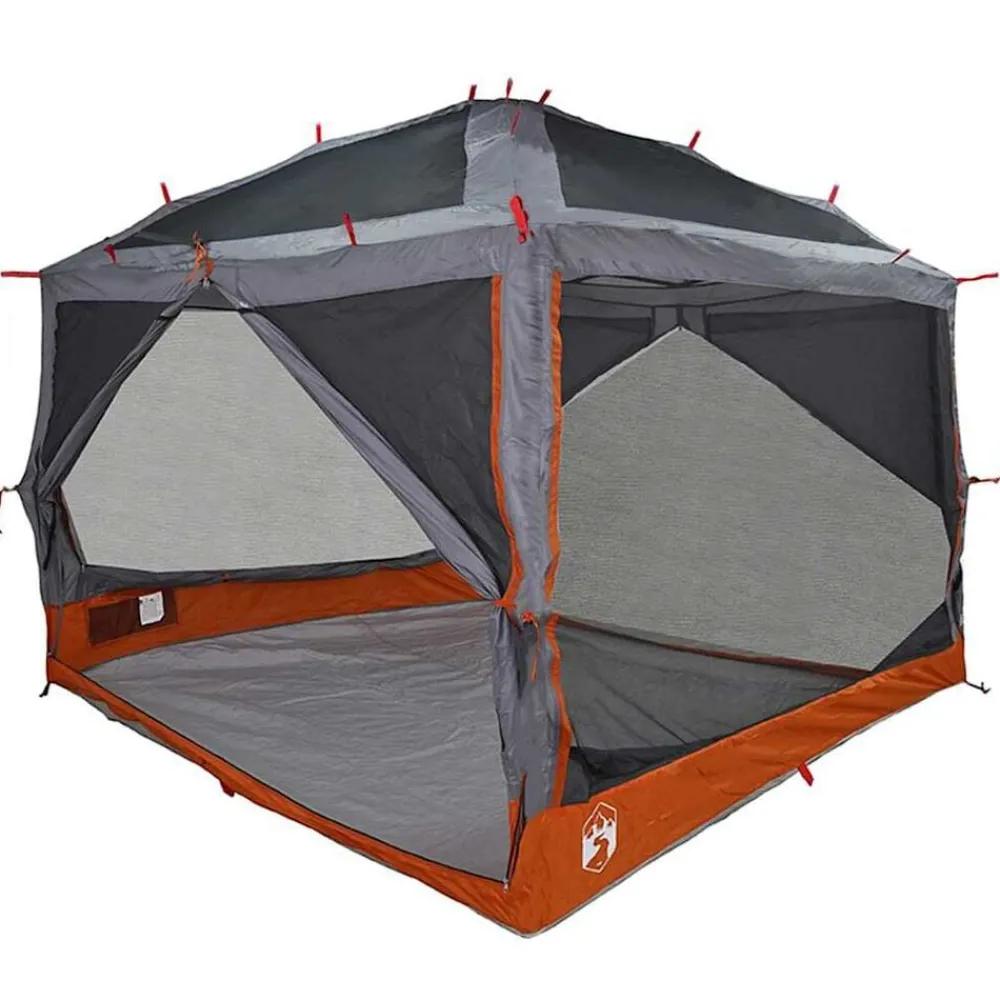 Loisirs De Plein Air-vidaXL Tente intérieure 7 personnes 300 x 300 x 250 cm Gris et orange