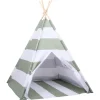 Jeux De Plein Air-vidaXL Tente pour enfants Rayé Gris et blanc 120 x 120 x 150 cm