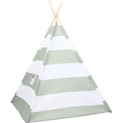 Jeux De Plein Air-vidaXL Tente pour enfants Rayé Gris et blanc 120 x 120 x 150 cm
