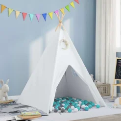 vidaXL Tente tipi Blanc 120 x 120 x 150 cm Tissu et plastique