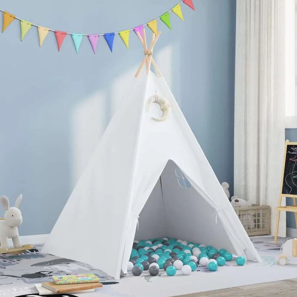 vidaXL Tente tipi Blanc 120 x 120 x 150 cm Tissu et plastique