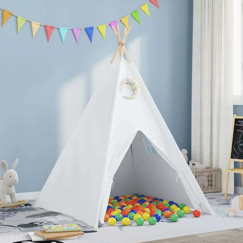 vidaXL Tente tipi Blanc 120 x 120 x 150 cm Tissu et plastique