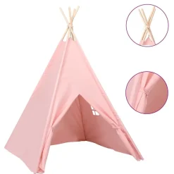 Jeux De Plein Air-vidaXL Tente tipi d'enfants avec sac Peau de pêche 120x120x150 cm Rose